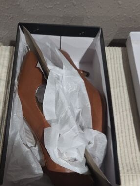 Nine West Tan Leather-Look Slingback Pump